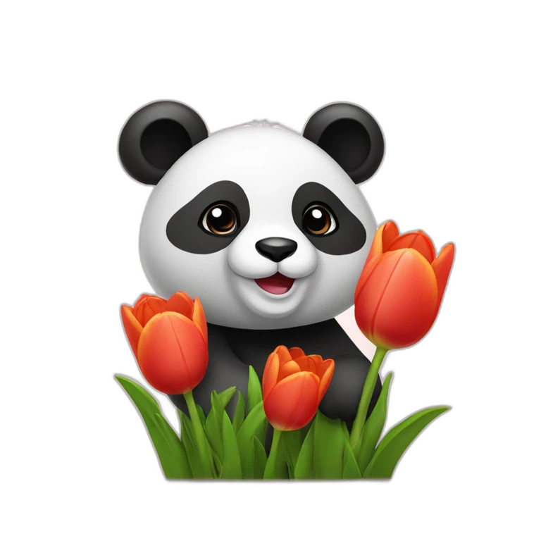 Panda avec des tulipes emoji