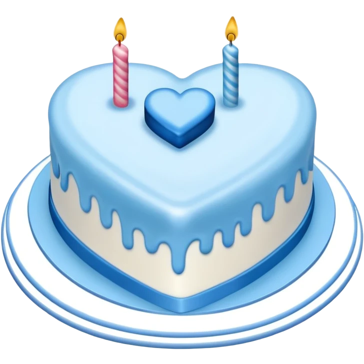 Blue heart shaped birthday cake emoji