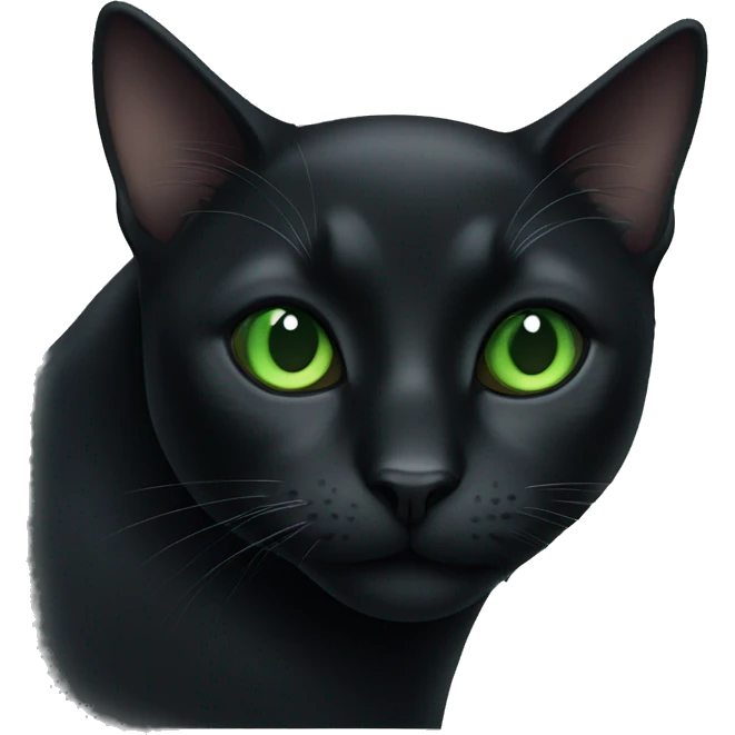 Black cat with Green eyes  emoji