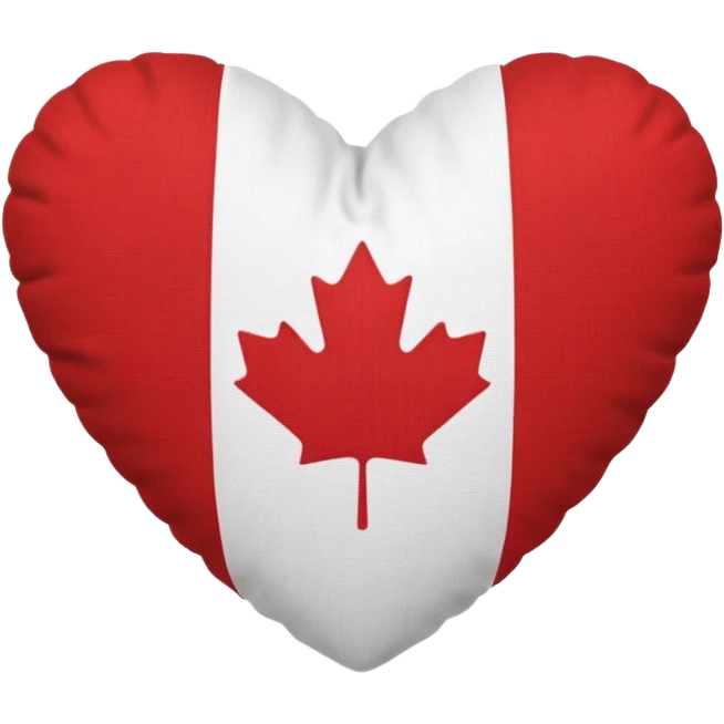 realistic decorative pillow, with heart shape canadian flag emoji