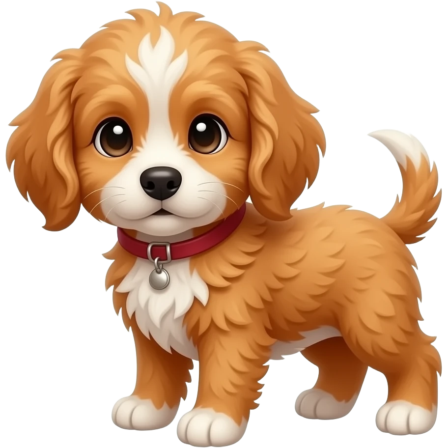 Reddish cockapoo puppy with white paws emoji