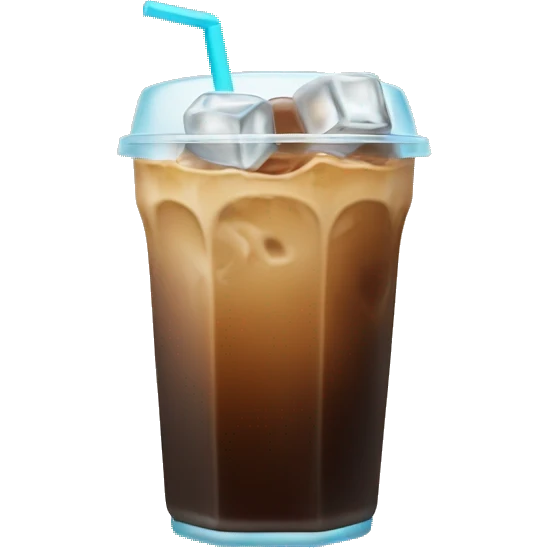 Iced coffee with iced cubes visible no face emoji
