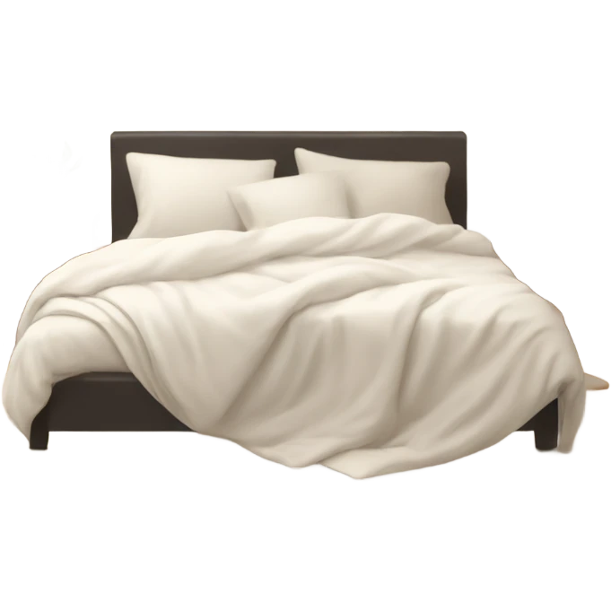 White bed with pillows and blankets, cozy vibe emoji