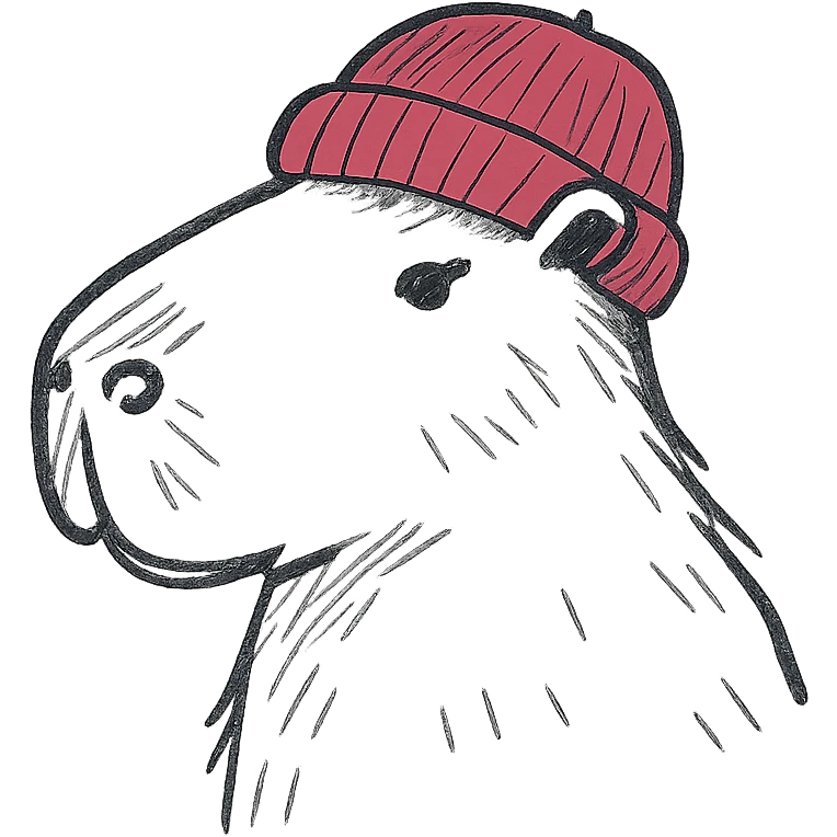 A capybara wearing a raspberry-colored hat emoji
