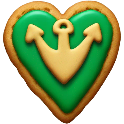 cookie heart with dark green anchor emoji