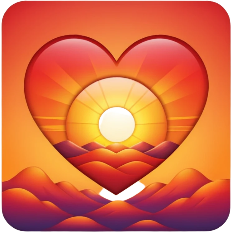Heart shaped sunrise emoji