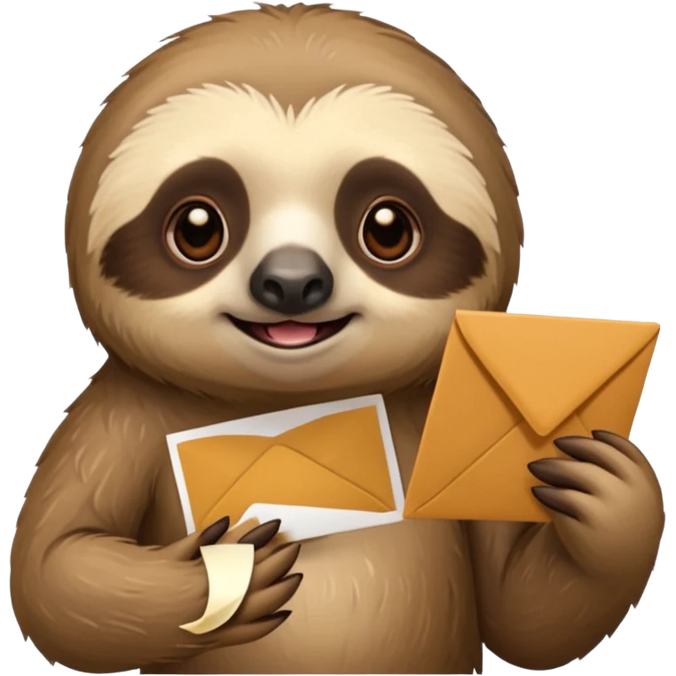A sloth holding a invitation in his hand emoji