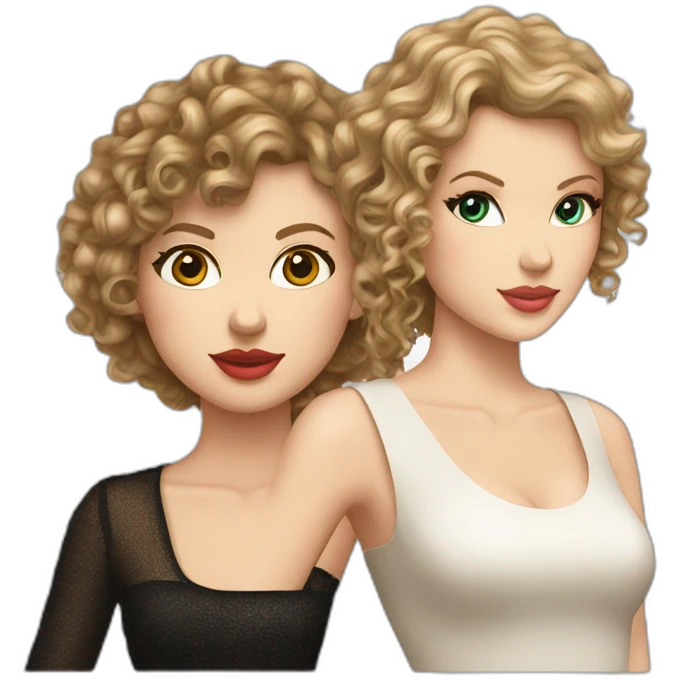 taylor swift and a white girl with curly borwn hair emoji