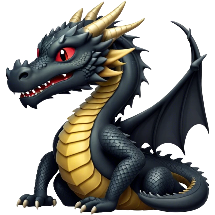 Black dragon with arms crossed closed eyes emoji