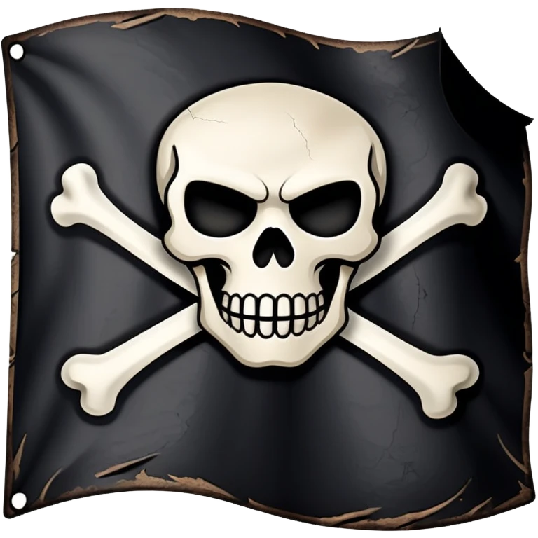 pirate flag with skull and crossbones, classic jolly roger emoji
