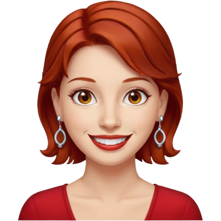 kadın, kumral saçlı kırmızı küpeli  emoji