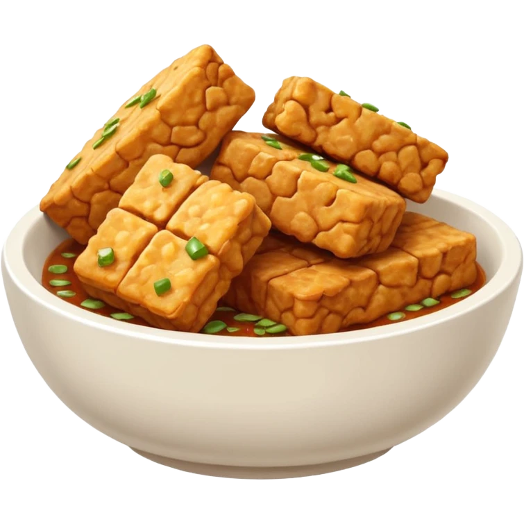 tofu tempe fried snacks fritters in a white bowl white sambal emoji