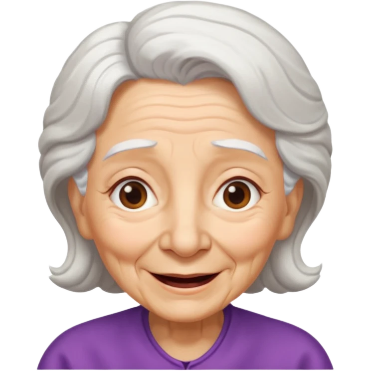 Abuela, muchas arrugas, aspecto feliz, el pelo blanco emoji