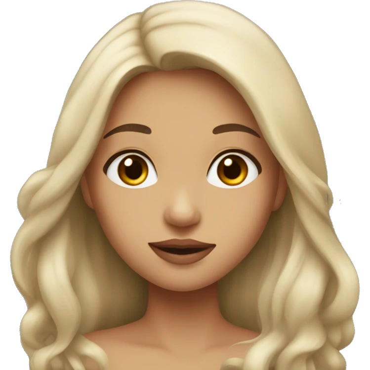 A girl with long dark hair, full lips and brown eyes emoji
