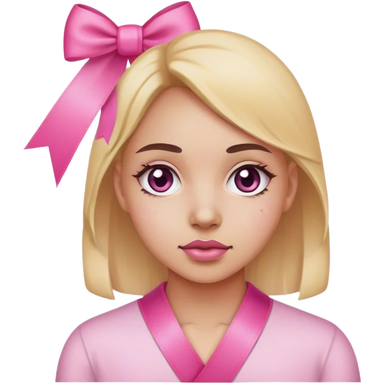 Tried girl with dark circles with pink rebbon emoji