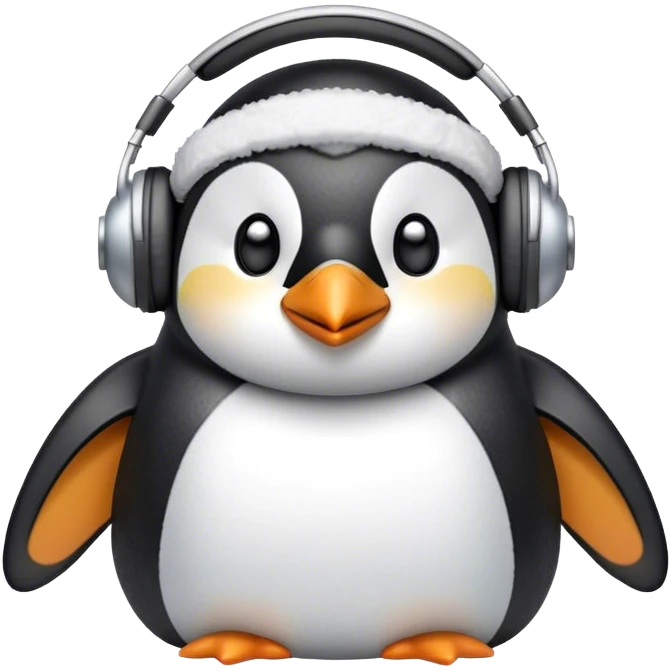 A penguin with earmuffs emoji