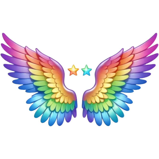 tiny small rainbow angel wings. cute tiny left and right rainbow angel wings. Only wings. emoji