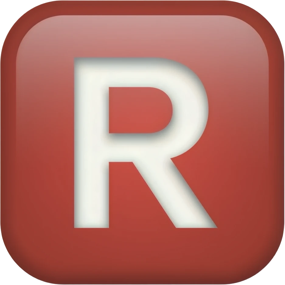 R with E in a red box emoji