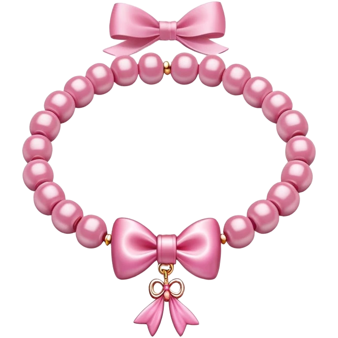 pink bead bracelet with pink bows on it emoji