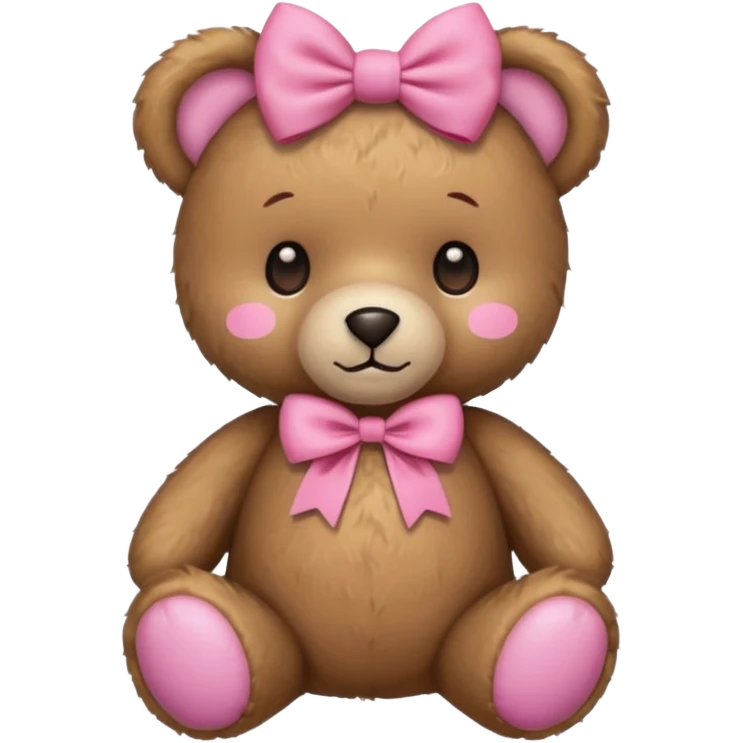 Cute teddy bear with a pink bow. emoji
