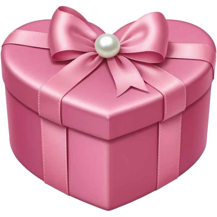 Pink Heart Gift Box with Ribbon and Pearls emoji