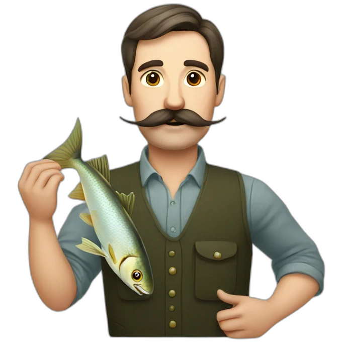 russian moustache husband with fish emoji