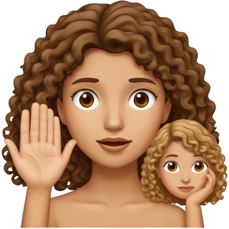 Embarrassed face with hand up, then three different female emojis: woman with long hair, short hair, and curly hair emoji