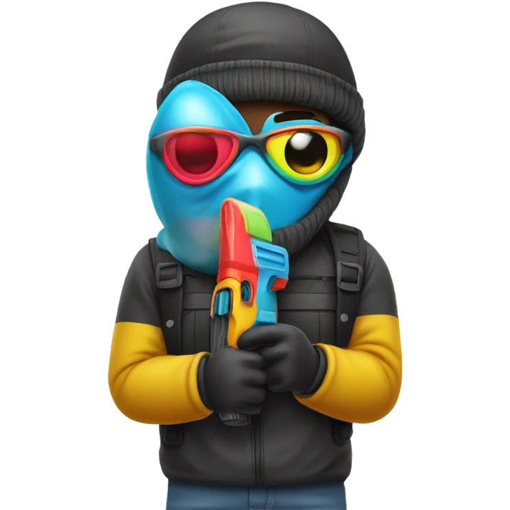 man with ski mask and water gun emoji