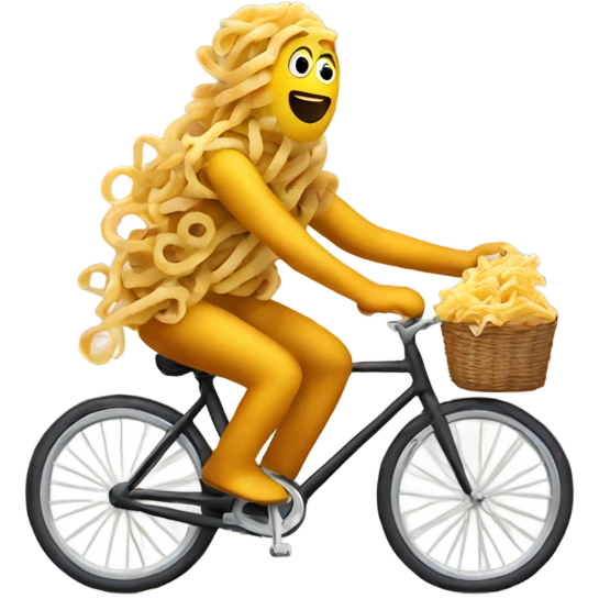 A poo riding a bike made of pasta  emoji