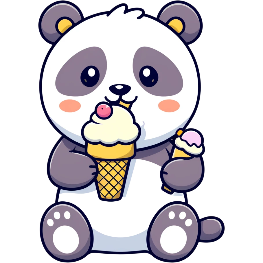 Panda eating ice cream emoji