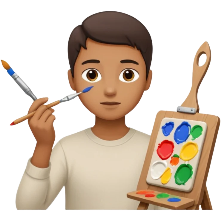 person quietly painting on canvas emoji