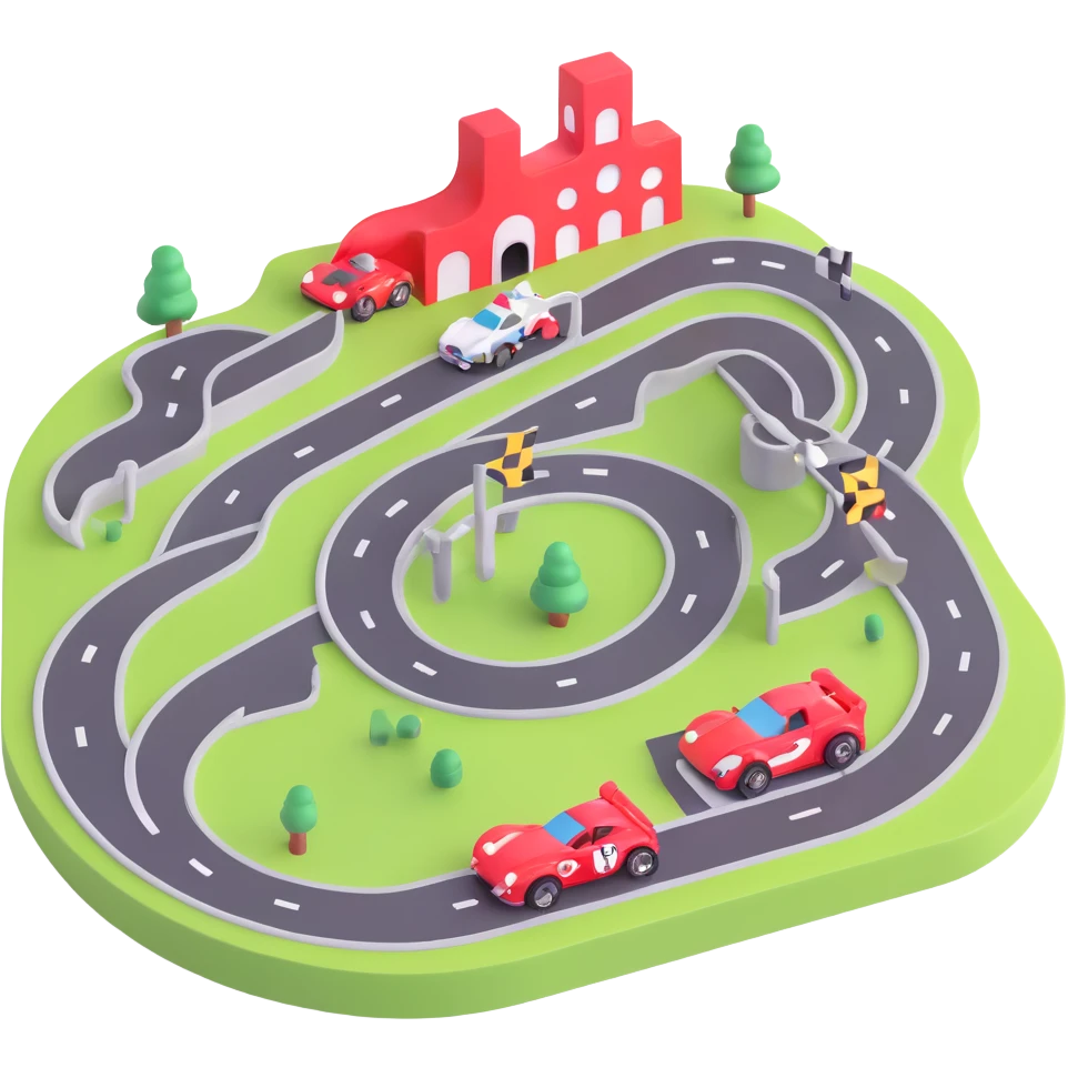 race track with racing cars emoji