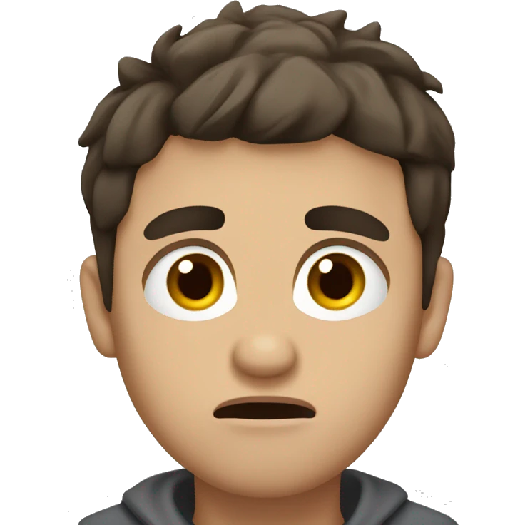 Scared and confused male with short spikey dark brown hair and hazel eyes emoji