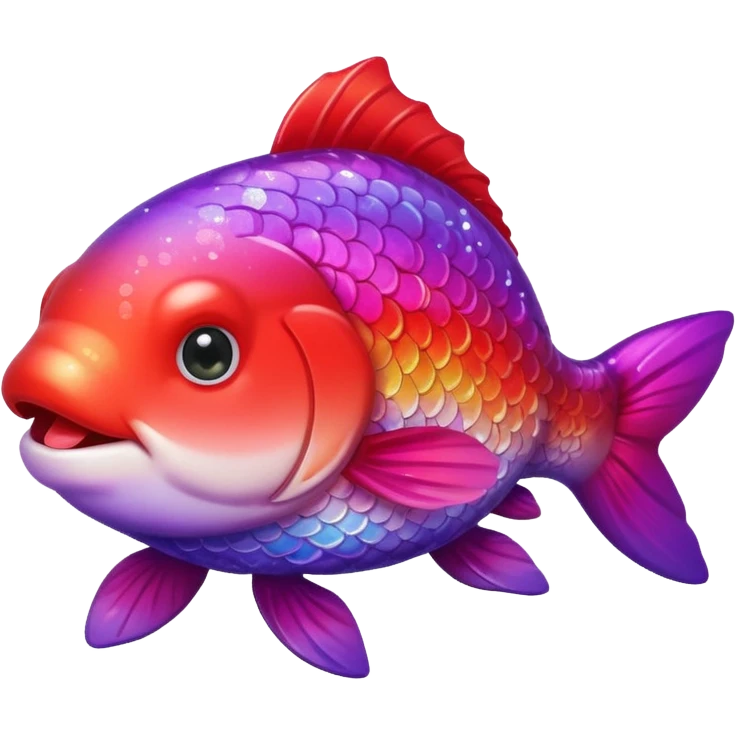 color gradient between red and purple glitter cute happy carp emoji