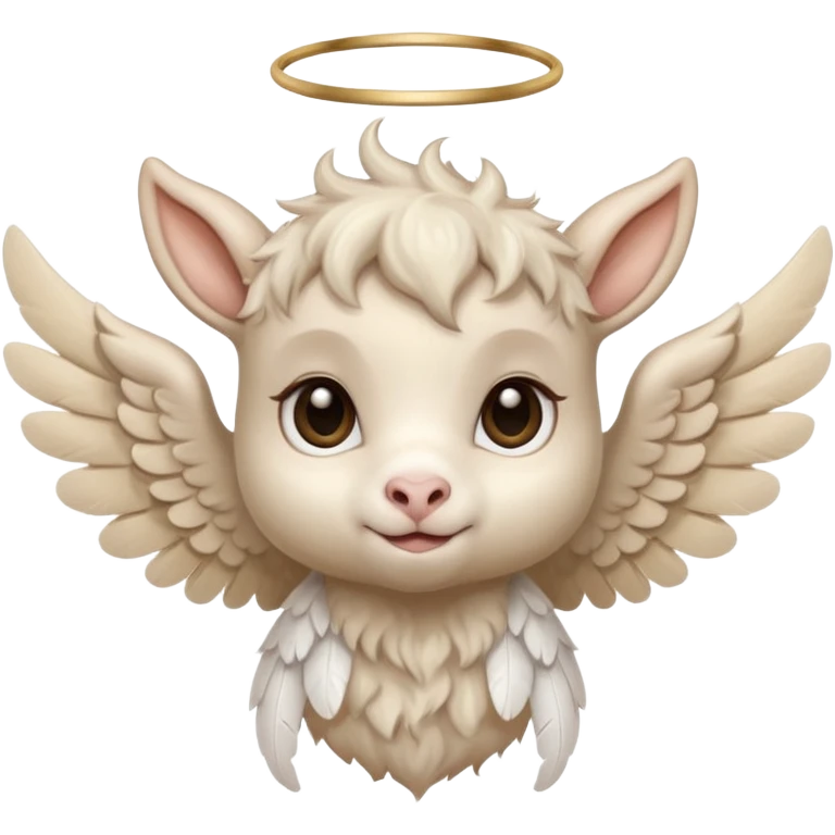 beige cute baby goat face with angel wings  emoji
