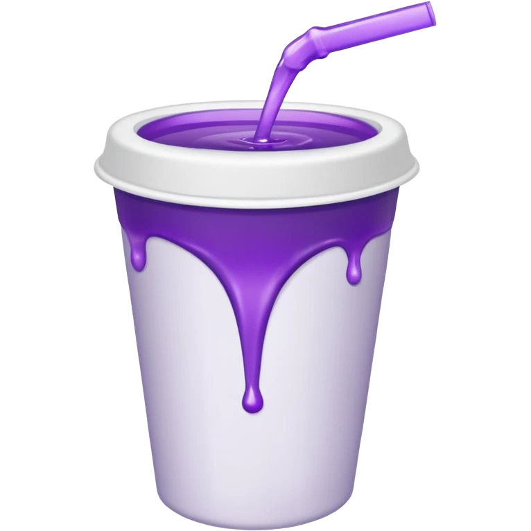 a white styrofaom cup with purple liquid that is tipped over with the liquid slightly pouring out emoji