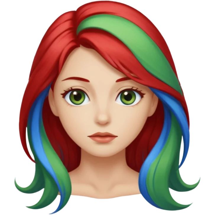 Like the first but her eye green  and blue and her hair red that brolong herwn  emoji