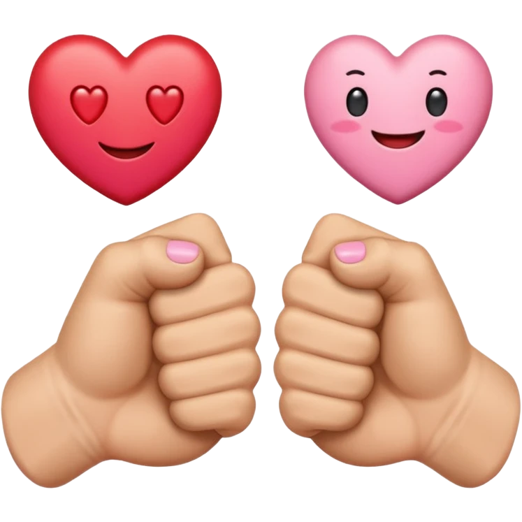 fist bump, big fist and small fist, with a happy heart as background emoji