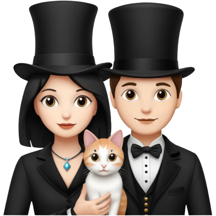 magician couple and their pet cat emoji