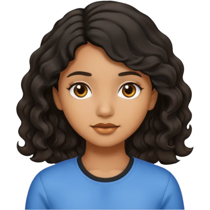 Girl with light brown skin black wavy hair emoji