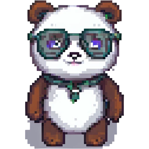 panda with glasses, pixel art style emoji