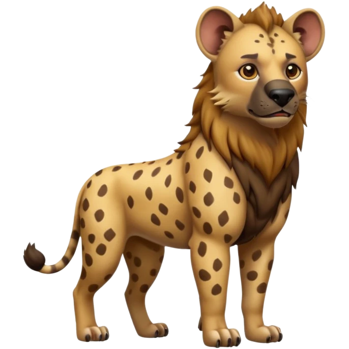 The hyena is something between a lion and a dog. A very subtle distinction.  Full body emoji