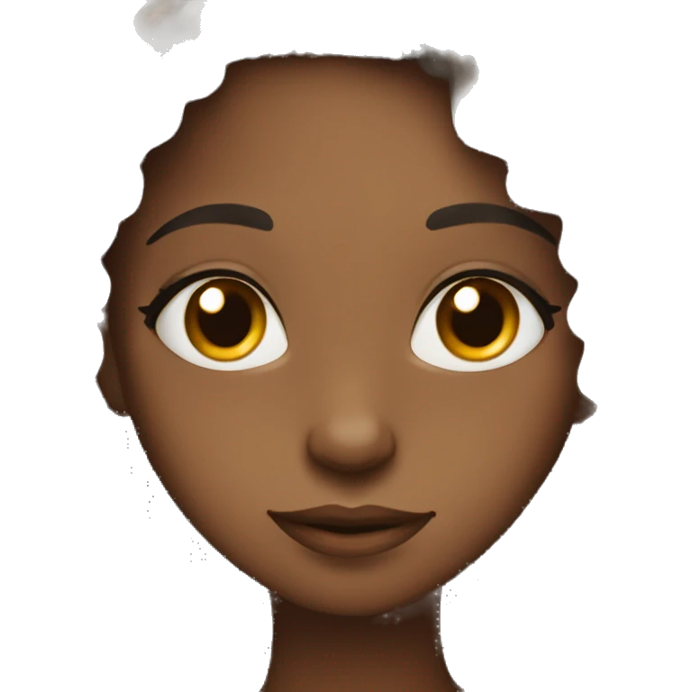Pretty black girl with wavy hair and brown eyes looking cozy emoji