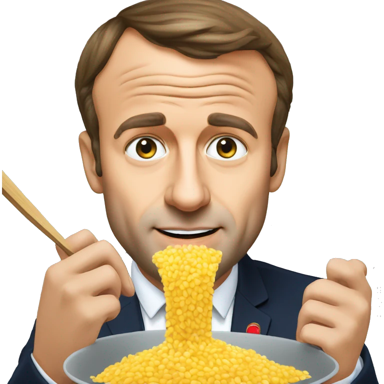 Emmanuel macron qui mange du riz emoji