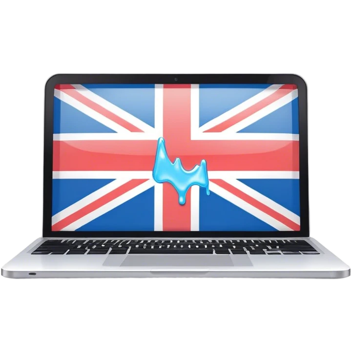 pastel melted laptop on the screen British flag emoji
