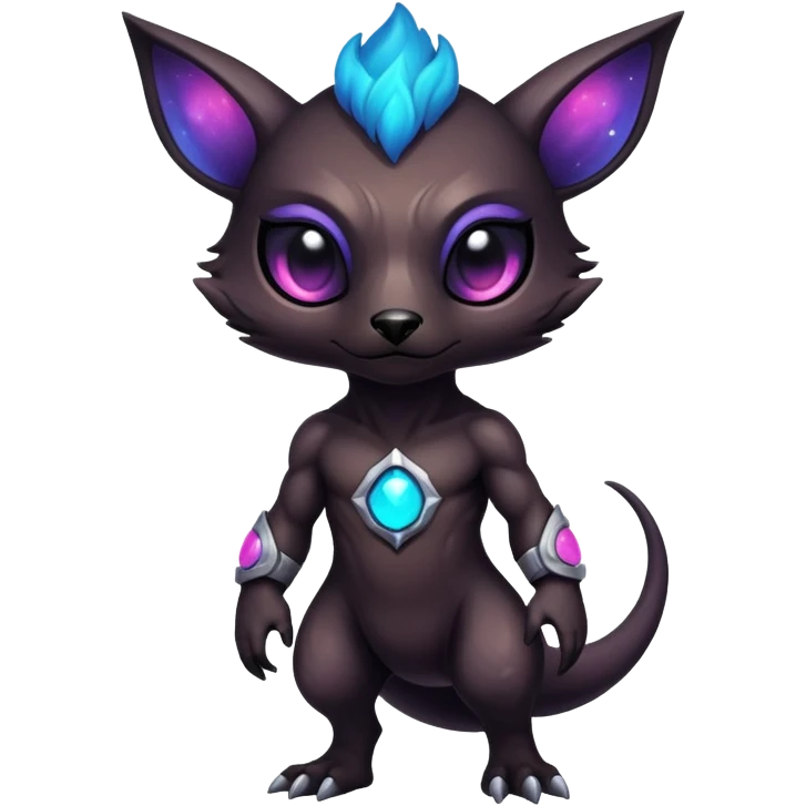Epic Edgy Cute Colorful Vibrant Dark Nebula Modern Vernid-Protogen-creature-animal, full body emoji