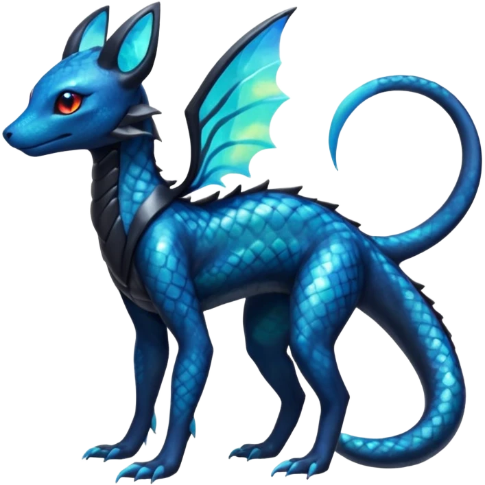 Scaley Exotic Salandit-Aurorus-Umbreon-Fakémon-hybrid-creature (full body)  emoji