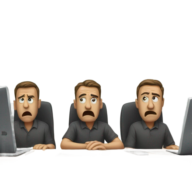 2 guys angry behind laptops emoji