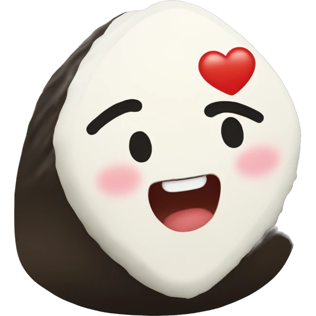 Onigiri in the shape of a heart, Joyful onigiri emoji