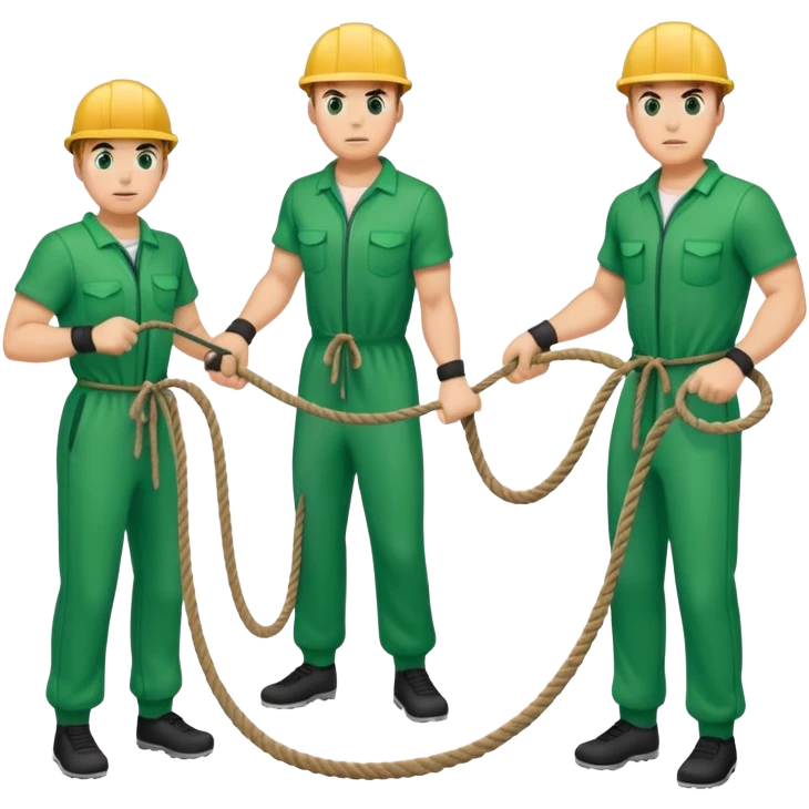 players in green jumpsuits pulling a rope emoji